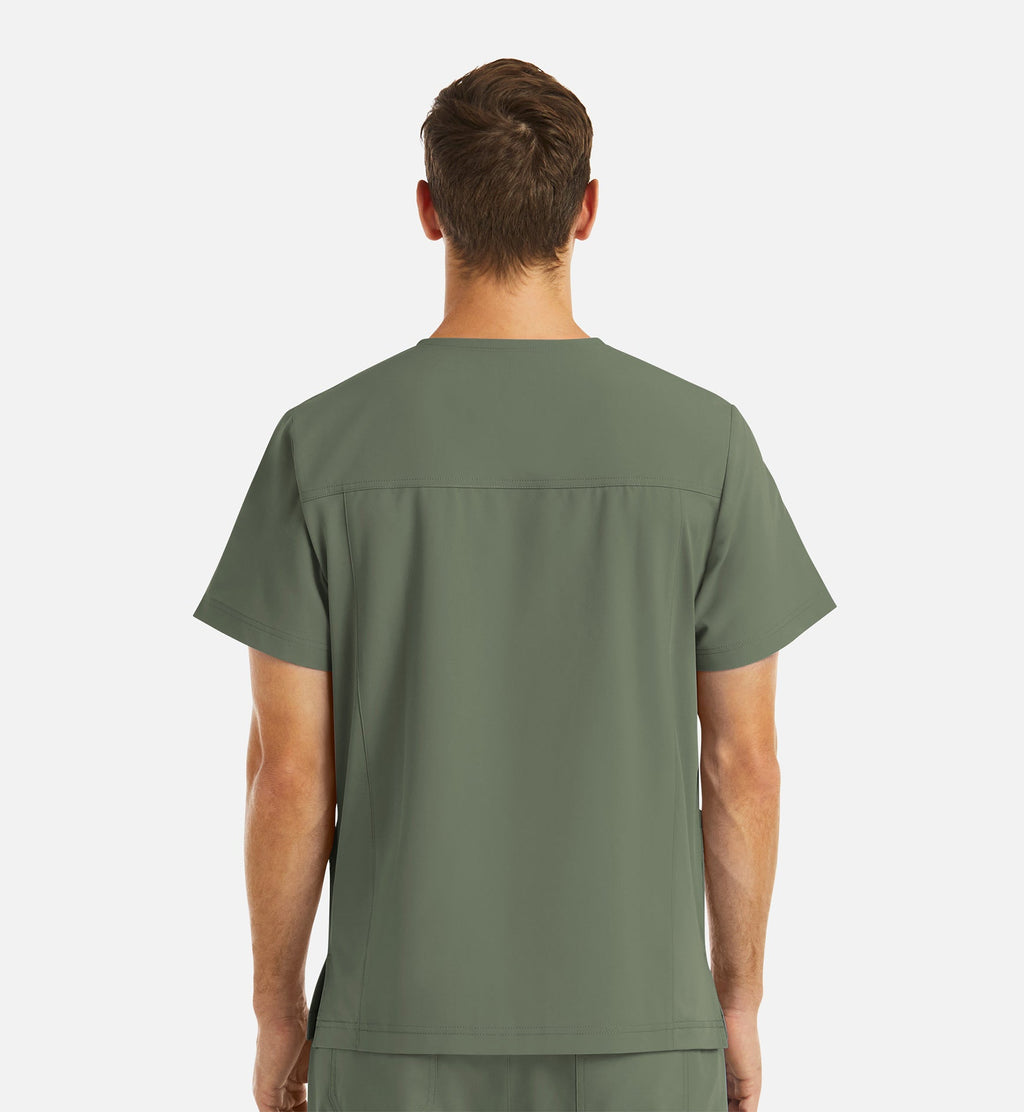 Momentum 5802 Men's 4 Pocket Banded V-Neck Top Olive