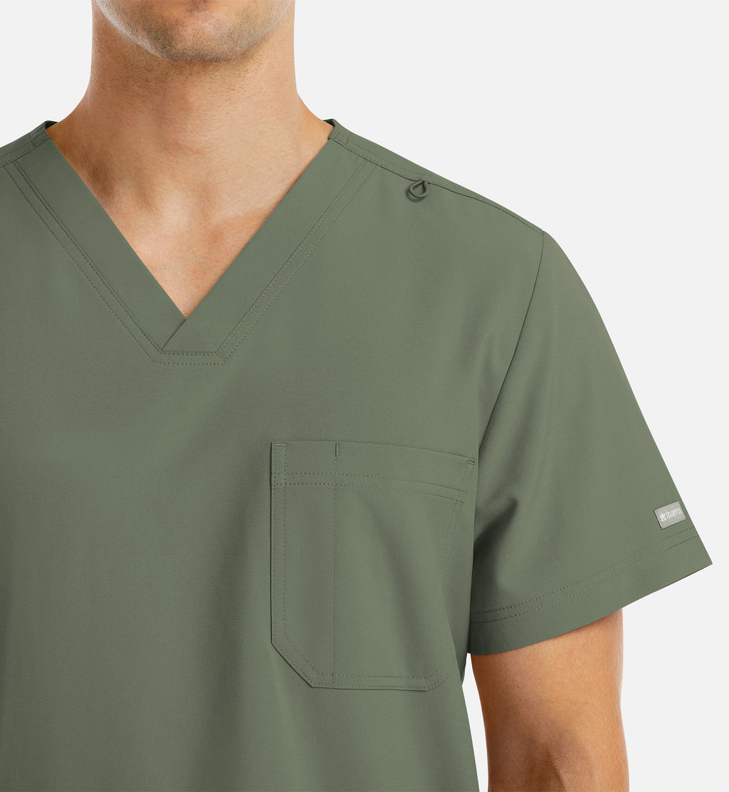 Momentum 5802 Men's 4 Pocket Banded V-Neck Top Olive