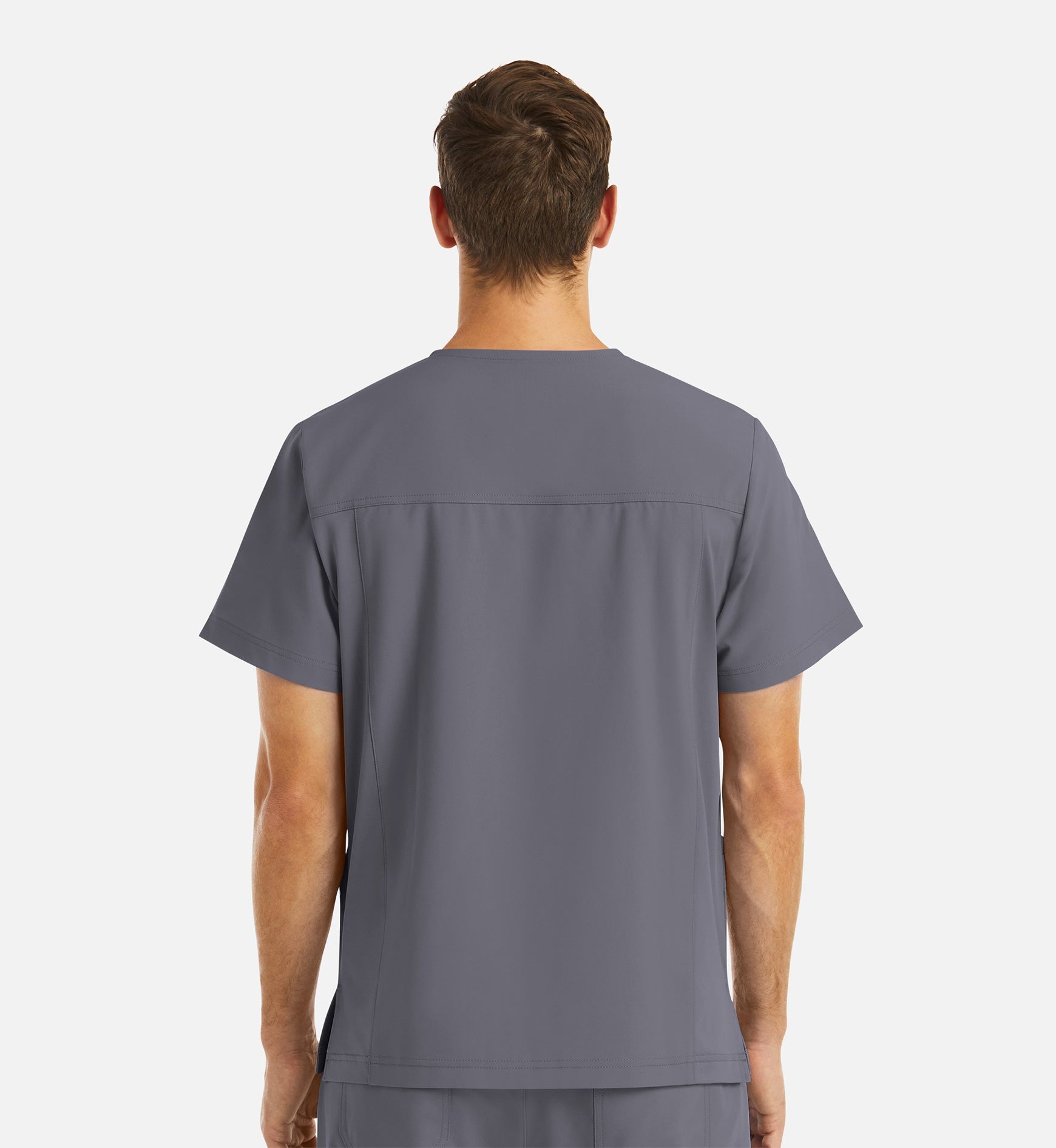 Momentum 5802 Men's 4 Pocket Banded V-Neck Top Pewter