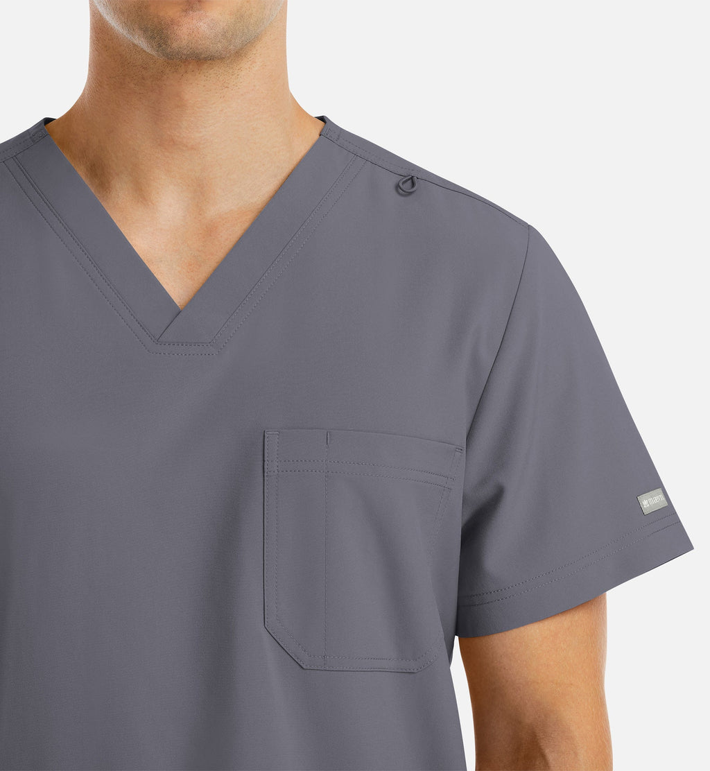 Momentum 5802 Men's 4 Pocket Banded V-Neck Top Pewter