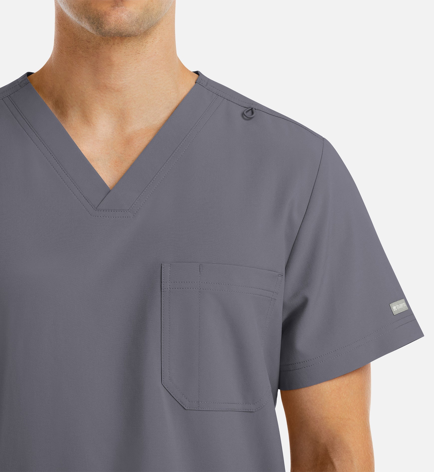 Momentum 5802 Men's 4 Pocket Banded V-Neck Top Pewter