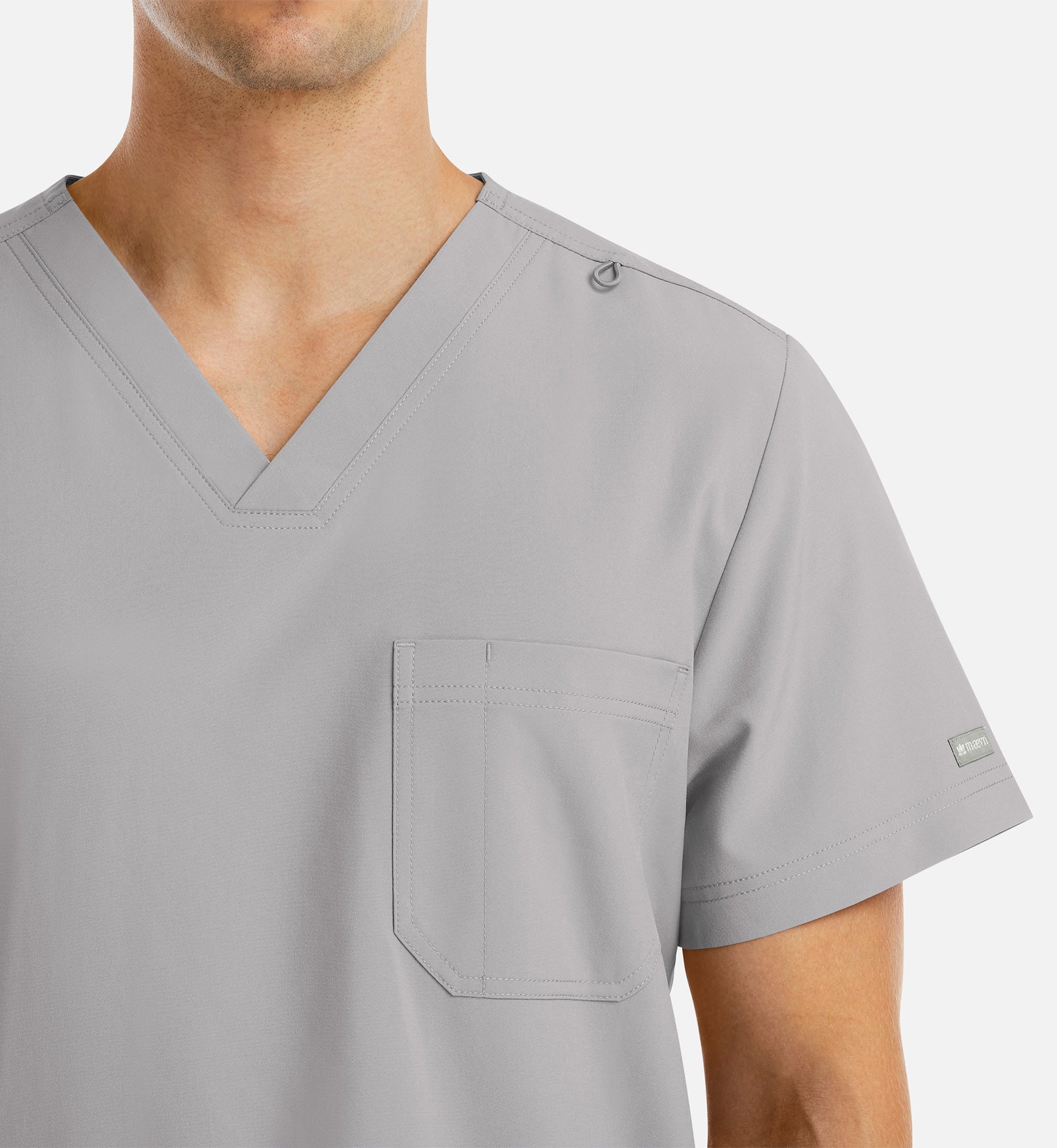 Momentum 5802 Men's 4 Pocket Banded V-Neck Top Quiet Grey