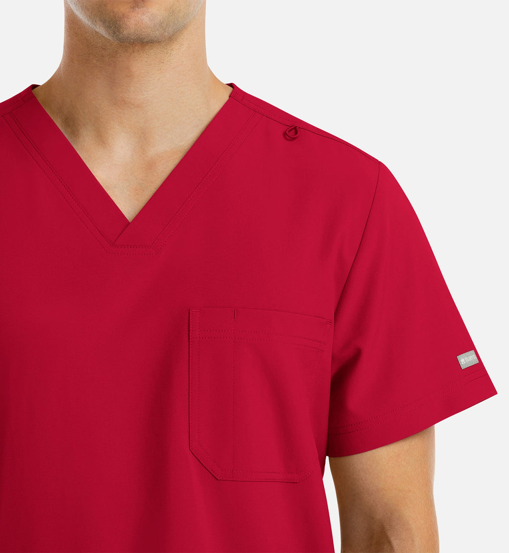 Momentum 5802 Men's 4 Pocket Banded V-Neck Top Red