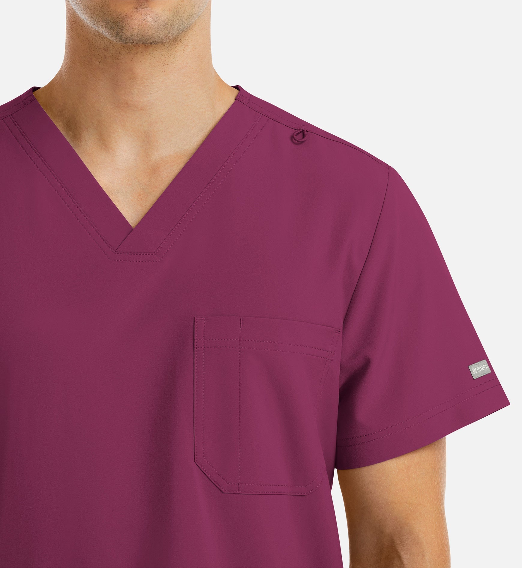 Momentum 5802 Men's 4 Pocket Banded V-Neck Top Wine