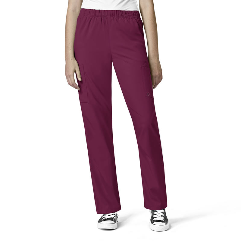 W123 5855 Unisex Multi-Cargo Scrub Pants Wine