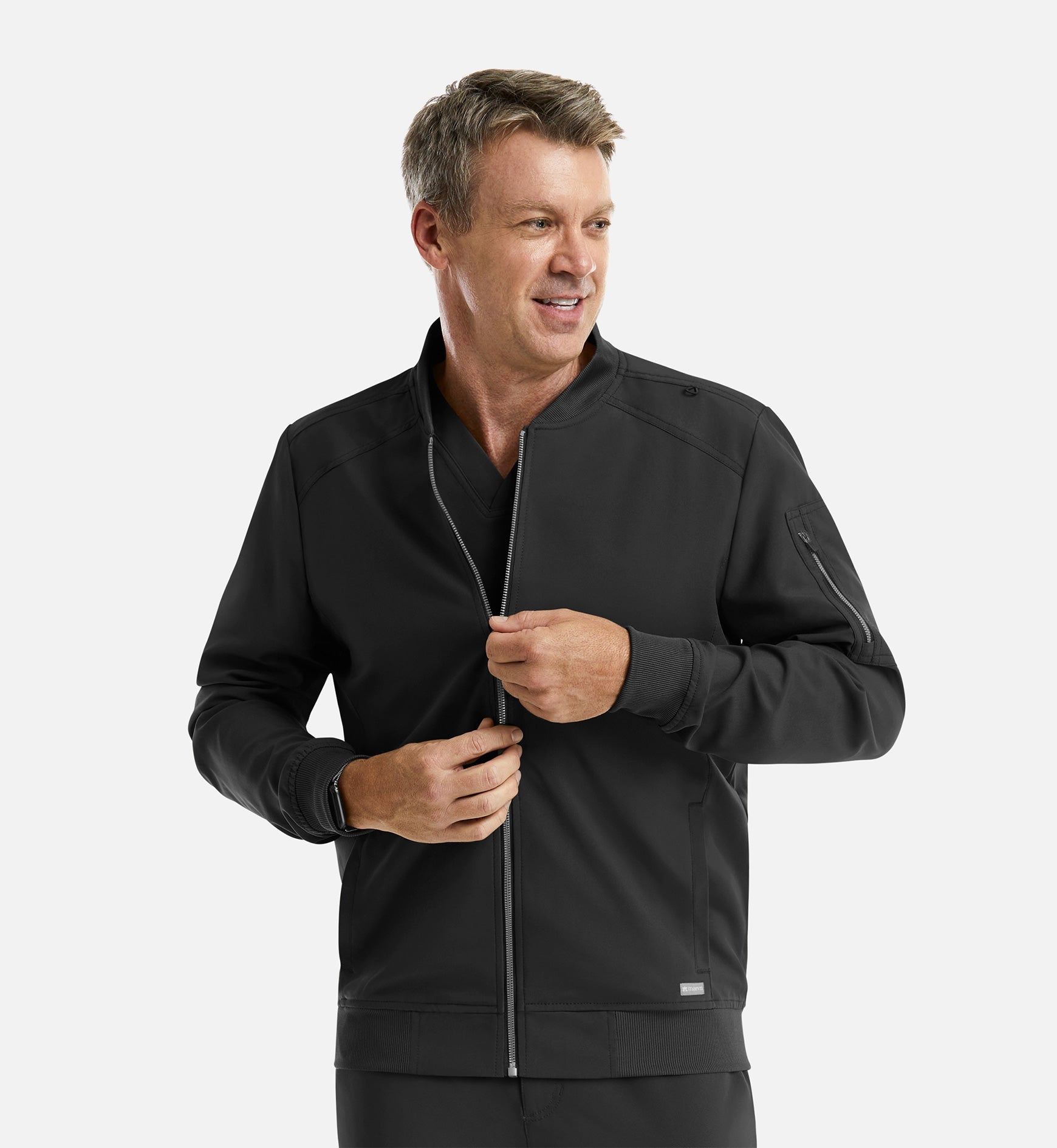 Momentum 5861 Men's Full Zip Bomber Jacket Black