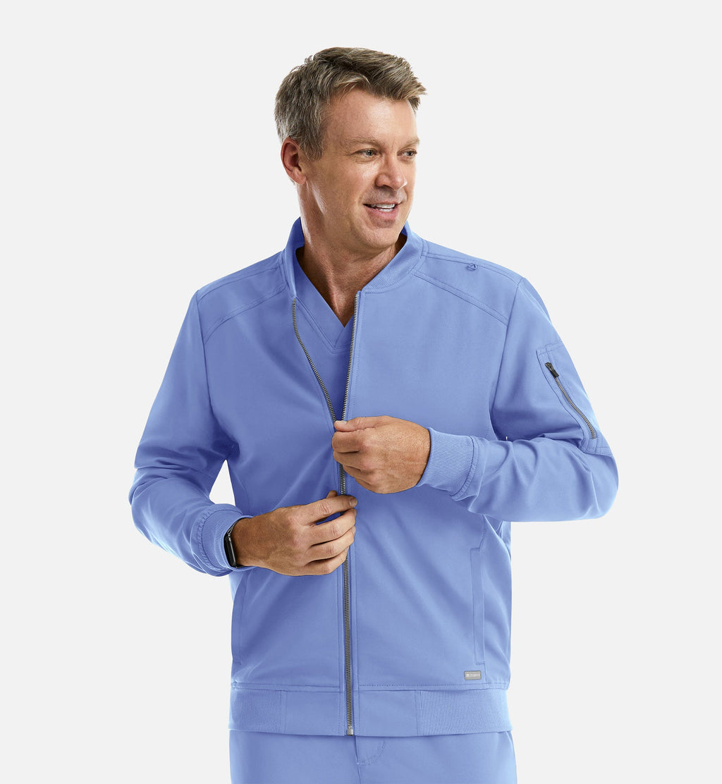 Momentum 5861 Men's Full Zip Bomber Jacket Ceil Blue