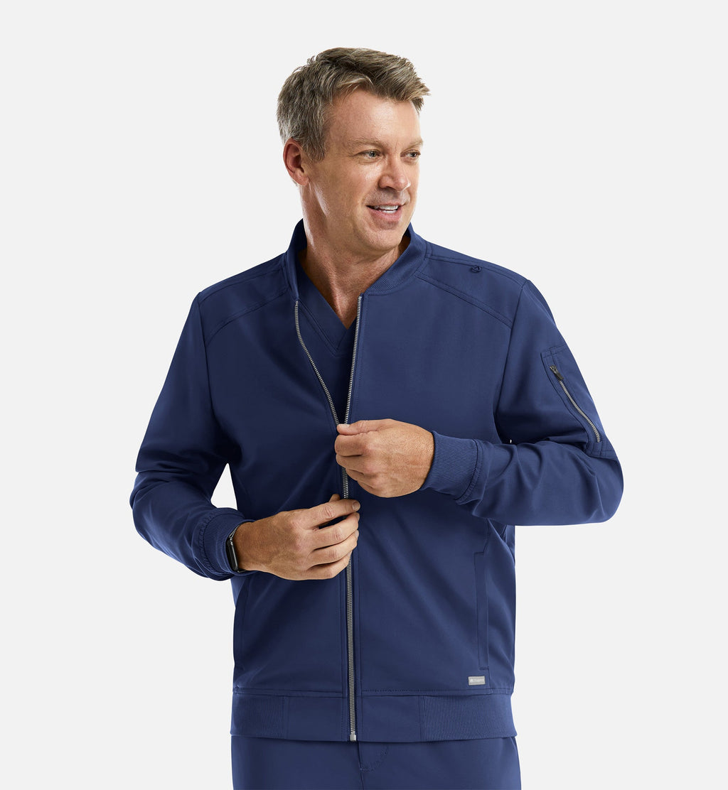 Momentum 5861 Men's Full Zip Bomber Jacket Navy