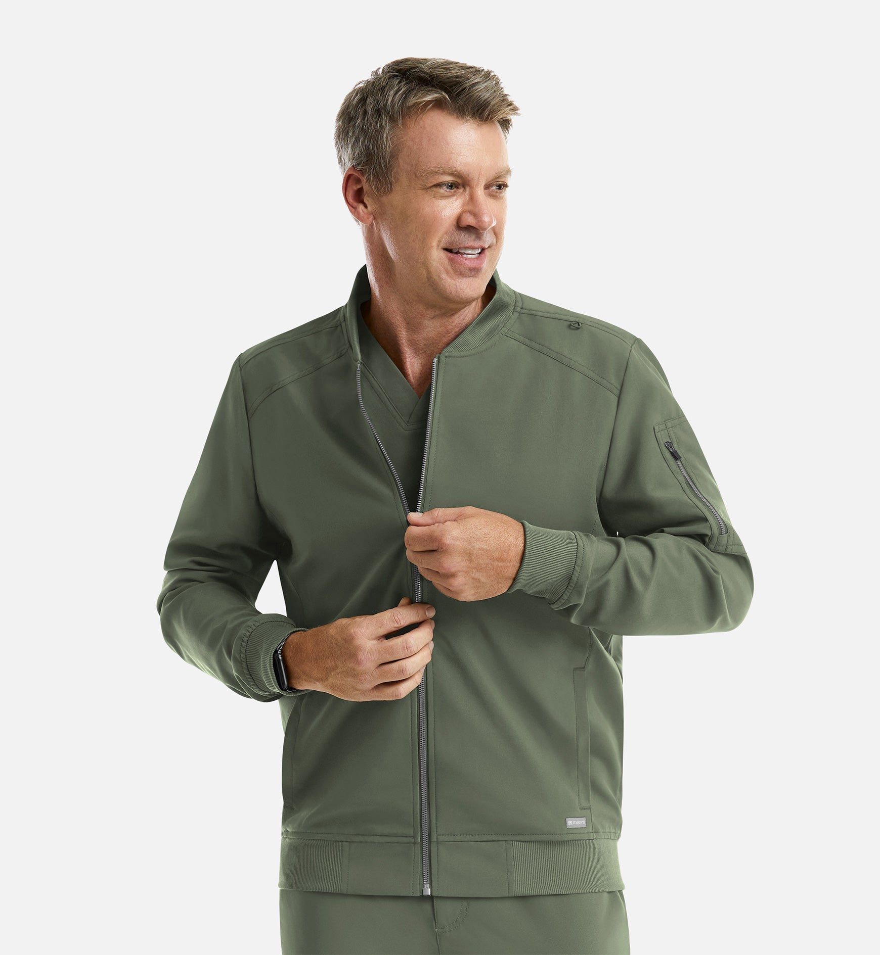 Momentum 5861 Men's Full Zip Bomber Jacket Olive