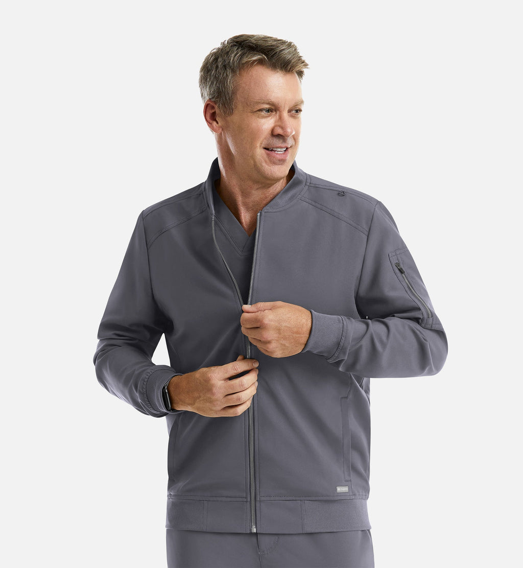 Momentum 5861 Men's Full Zip Bomber Jacket Pewter