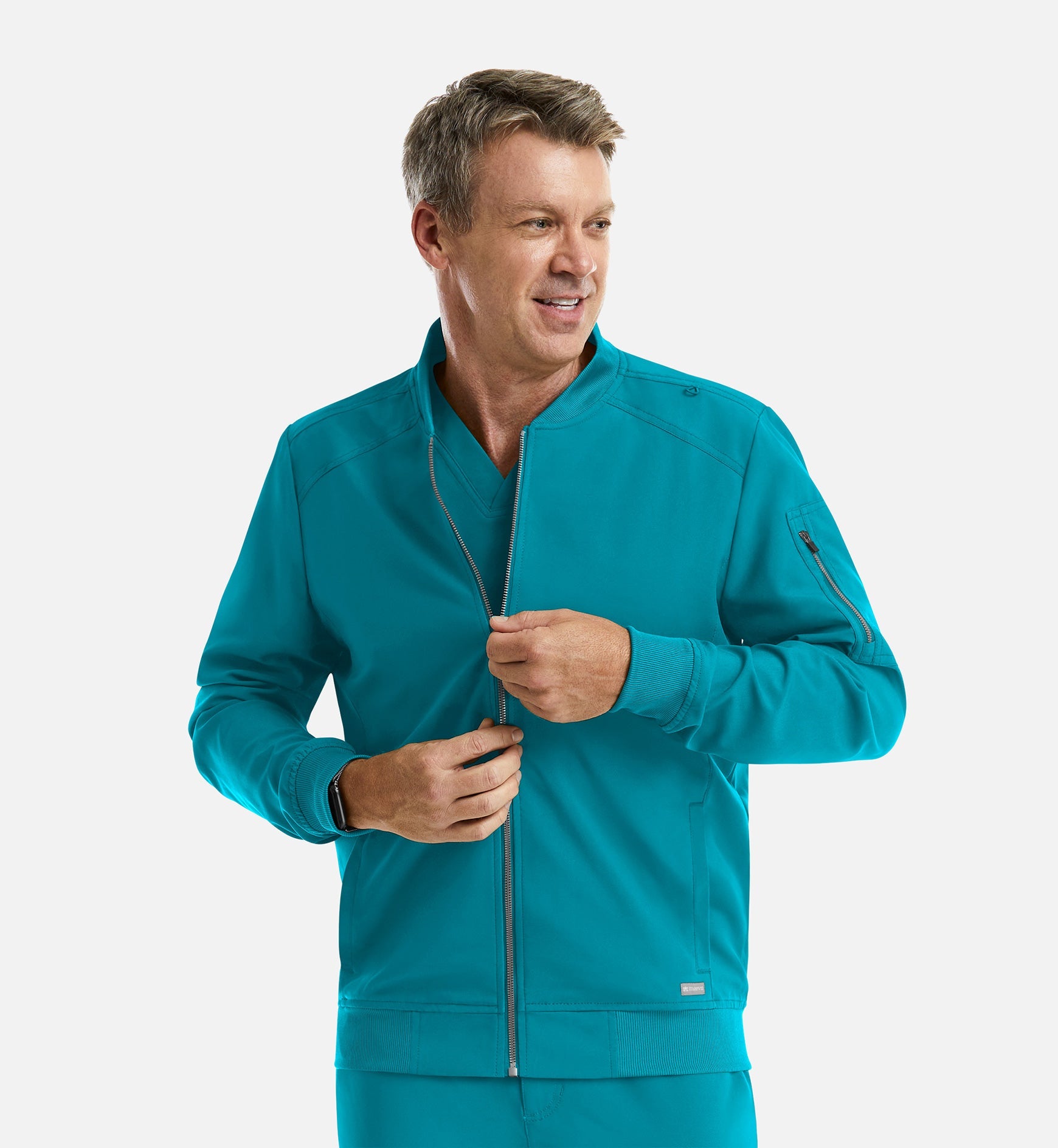 Momentum 5861 Men's Full Zip Bomber Jacket Teal