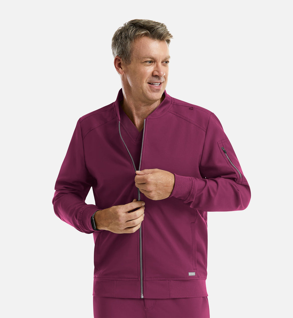 Momentum 5861 Men's Full Zip Bomber Jacket Wine