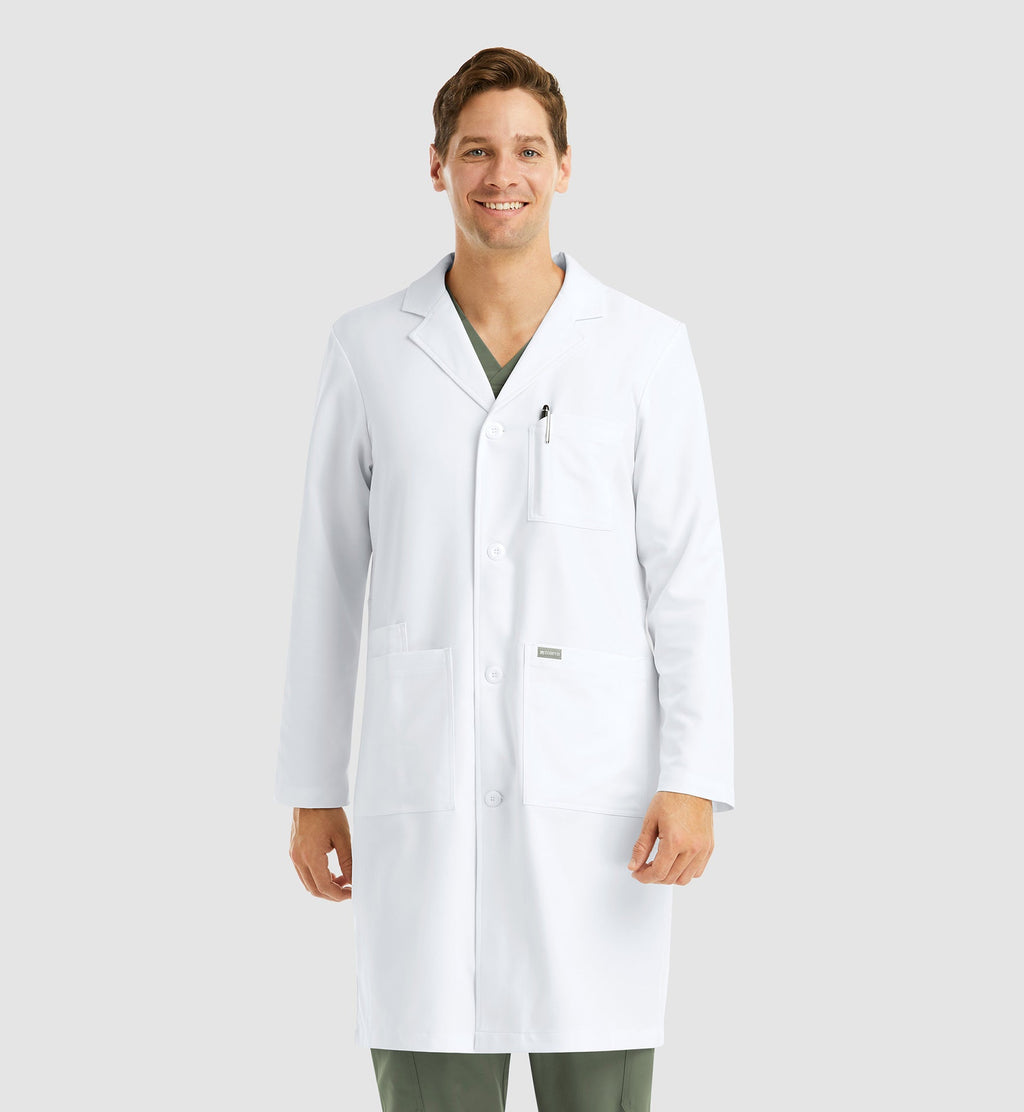 Momentum Lab Coats 5871 Men's Full Length Lab Coat White