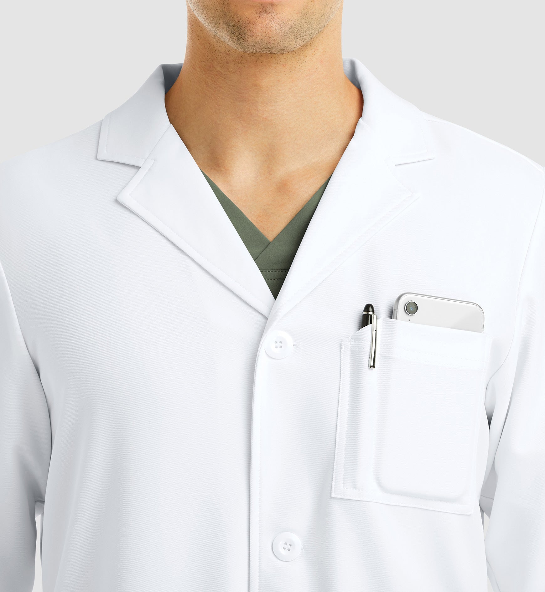 Momentum Lab Coats 5871 Men's Full Length Lab Coat White