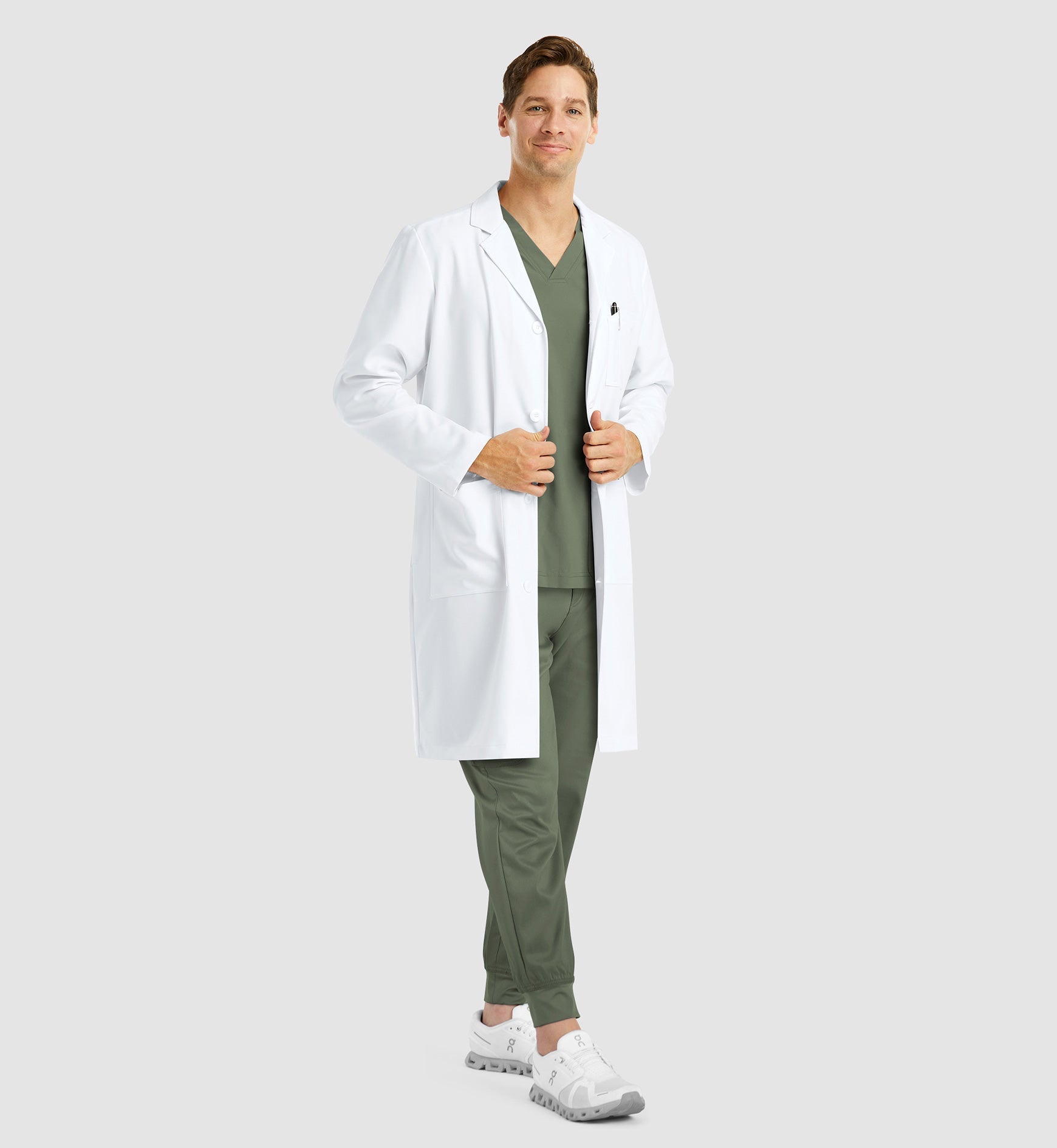 Momentum Lab Coats 5871 Men's Full Length Lab Coat White