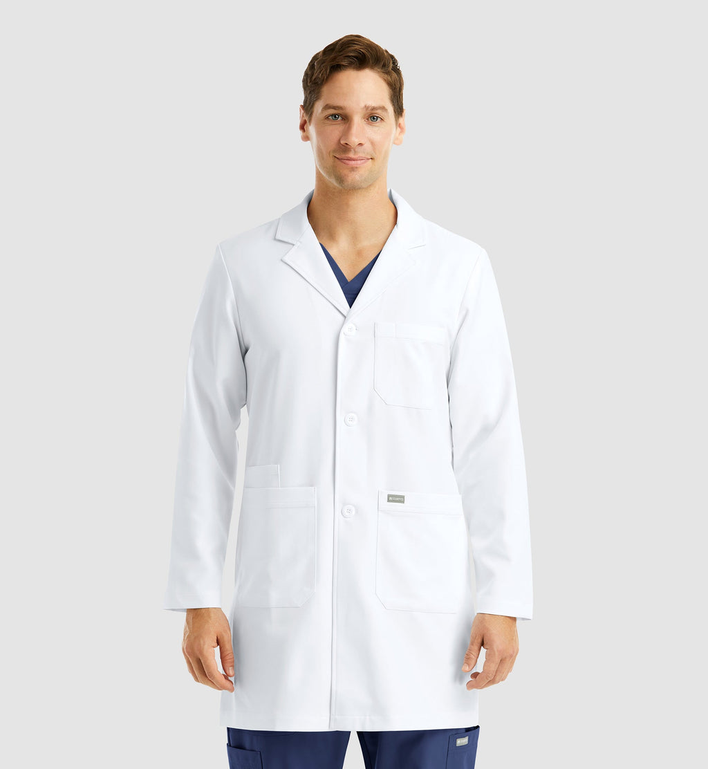 Momentum Lab Coats 5872 Men's Mid Length Lab Coat White