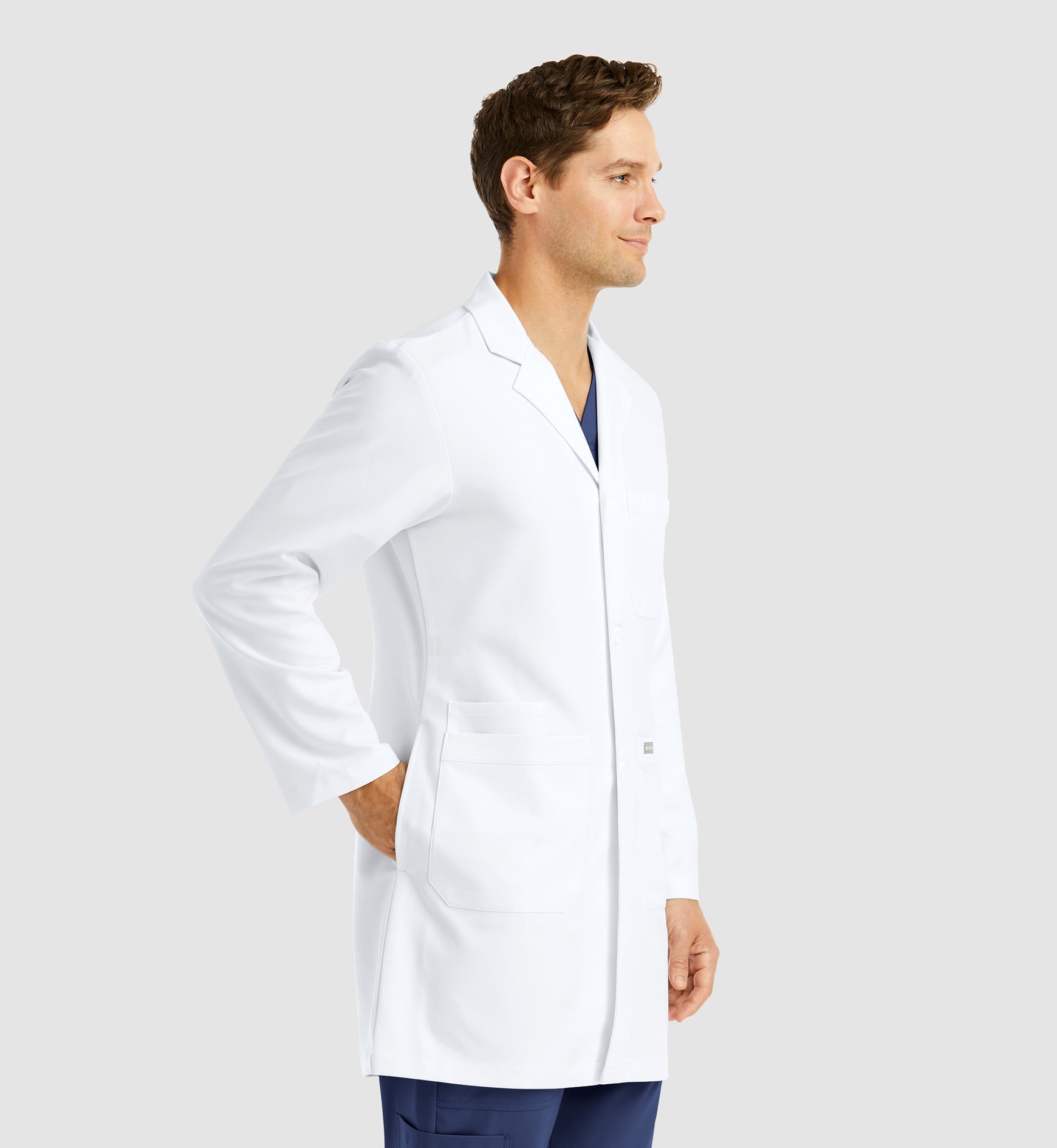 Momentum Lab Coats 5872 Men's Mid Length Lab Coat White