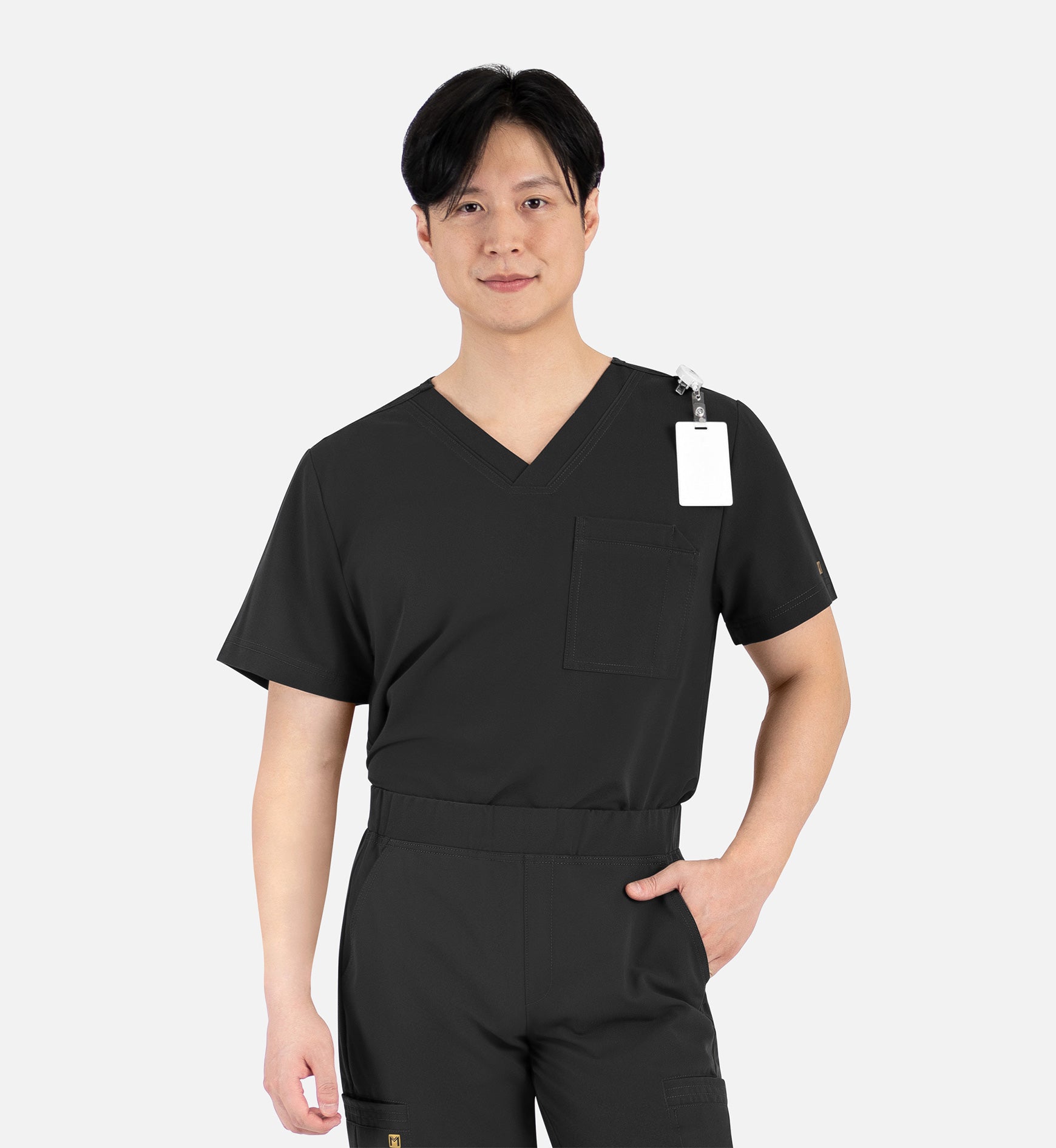 Matrix Pro Men's 5901 Men's Contrast Piping Tuckable V-Neck Top Black