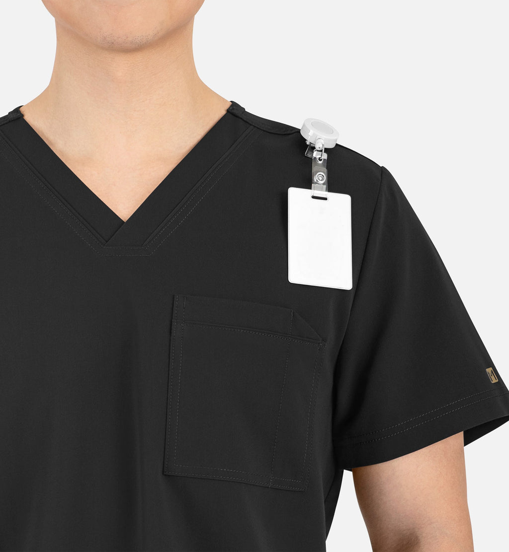 Matrix Pro Men's 5901 Men's Contrast Piping Tuckable V-Neck Top Black