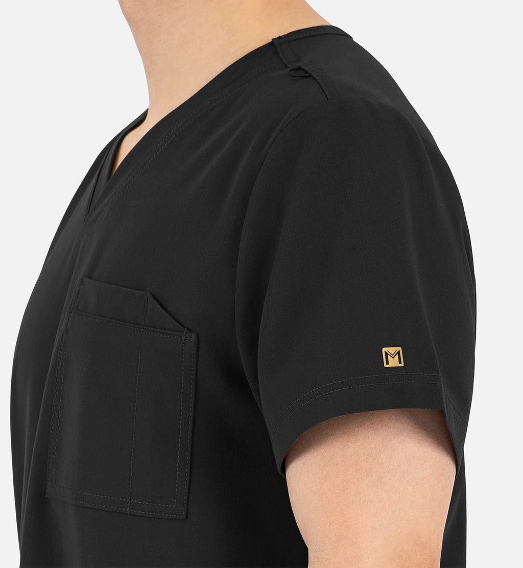 Matrix Pro Men's 5901 Men's Contrast Piping Tuckable V-Neck Top Black