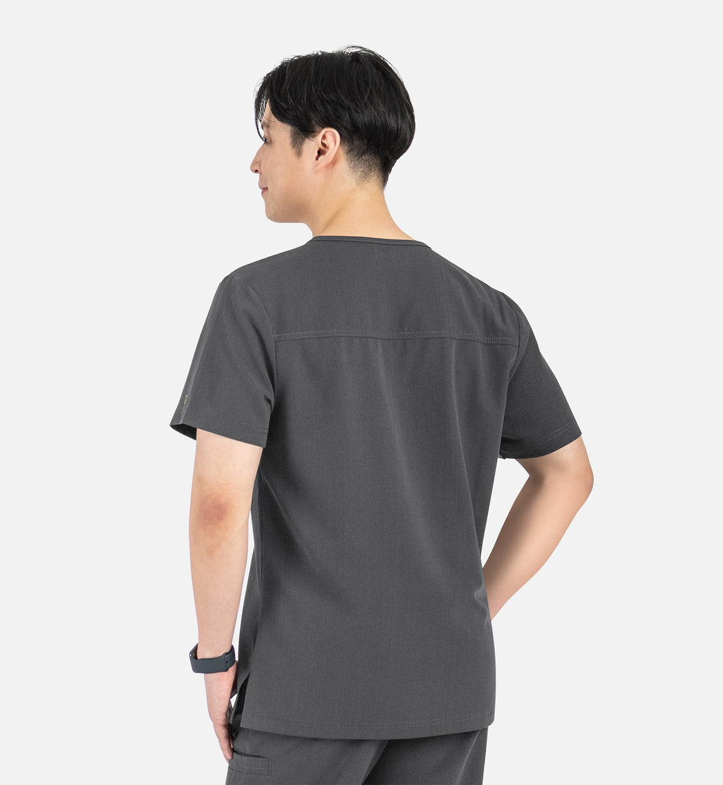 Matrix Pro Men's 5901 Men's Contrast Piping Tuckable V-Neck Top Heather Grey