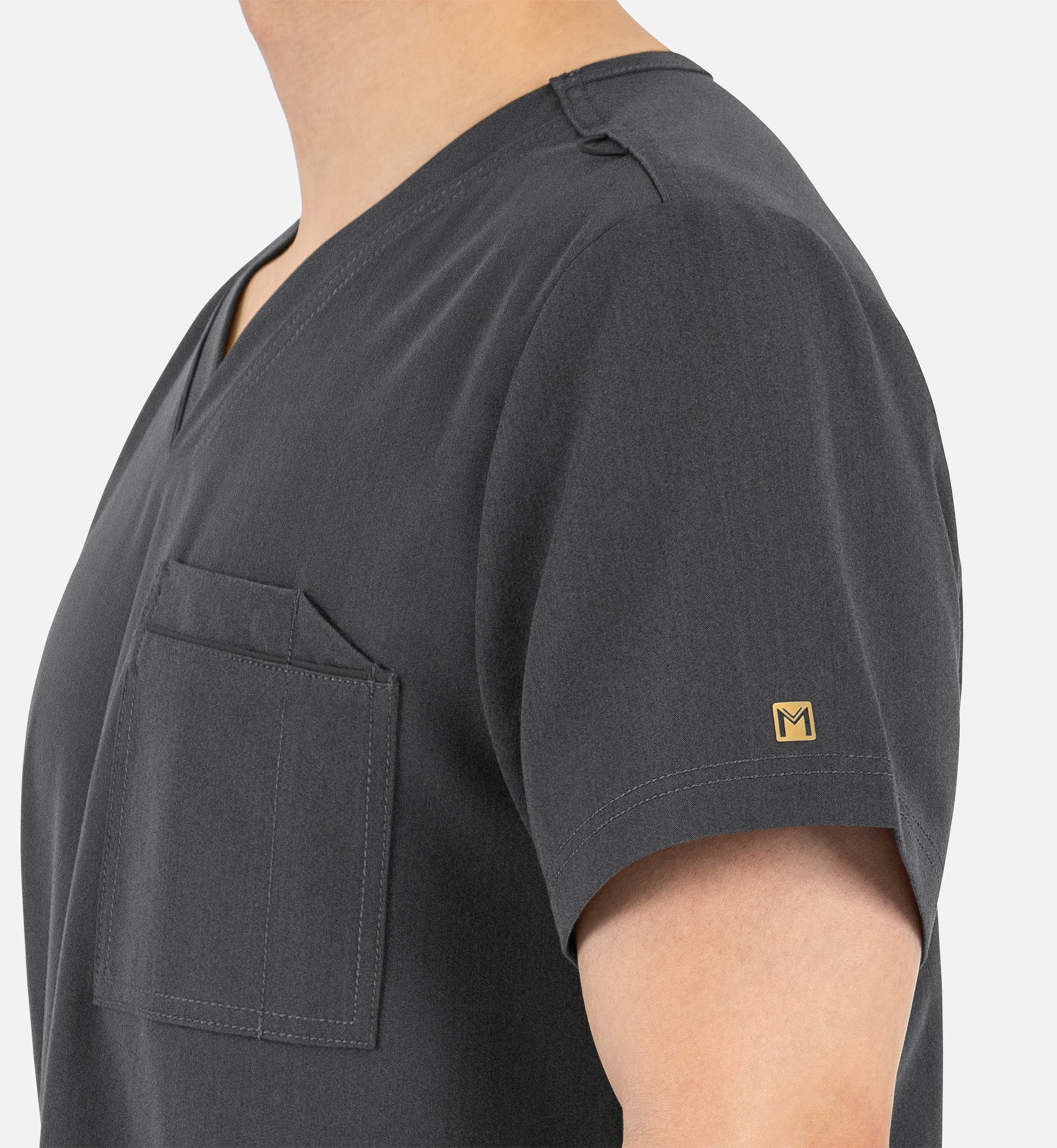 Matrix Pro Men's 5901 Men's Contrast Piping Tuckable V-Neck Top Heather Grey