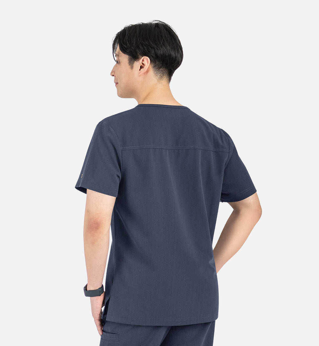 Matrix Pro Men's 5901 Men's Contrast Piping Tuckable V-Neck Top Heather Navy