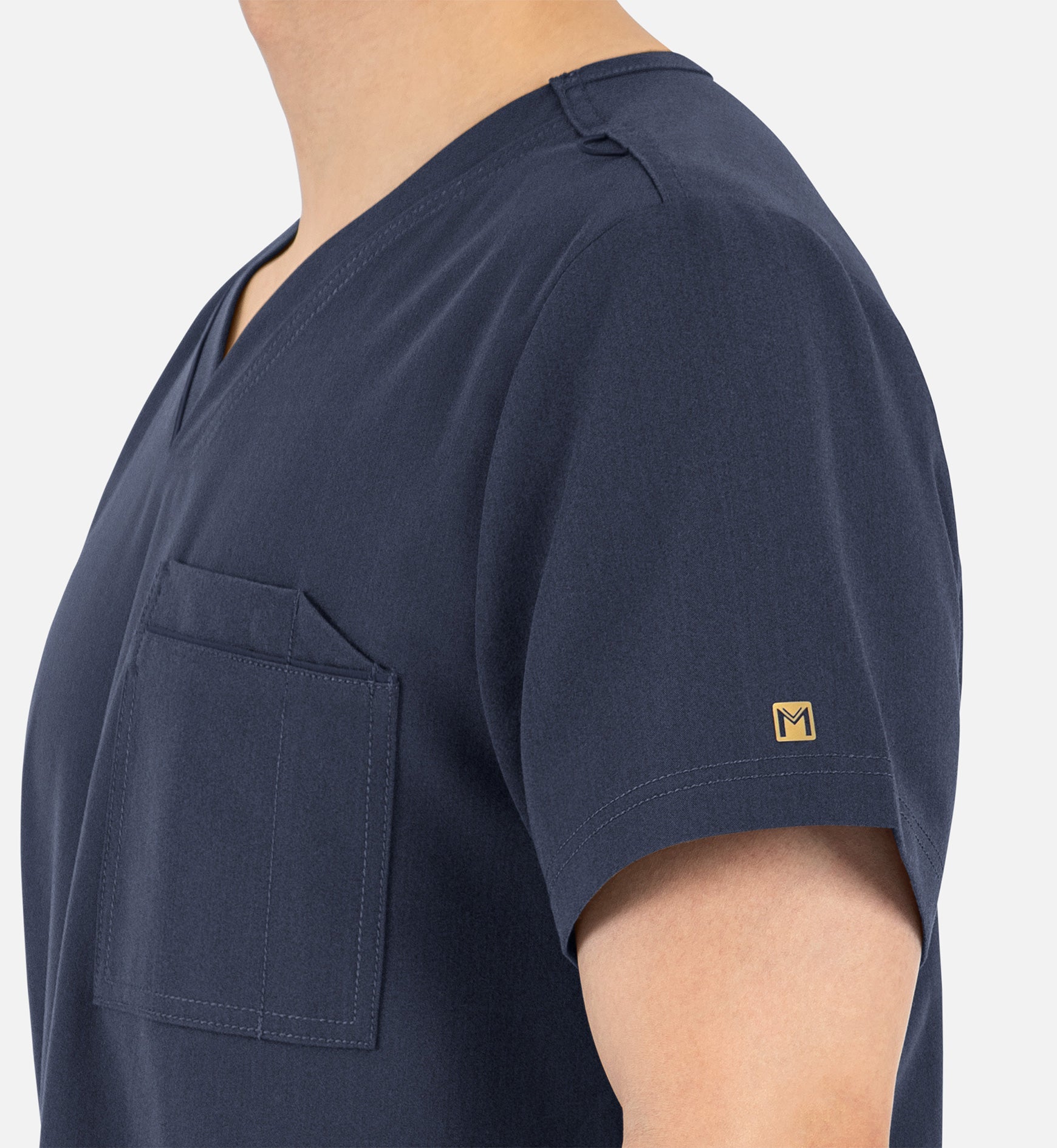 Matrix Pro Men's 5901 Men's Contrast Piping Tuckable V-Neck Top Heather Navy