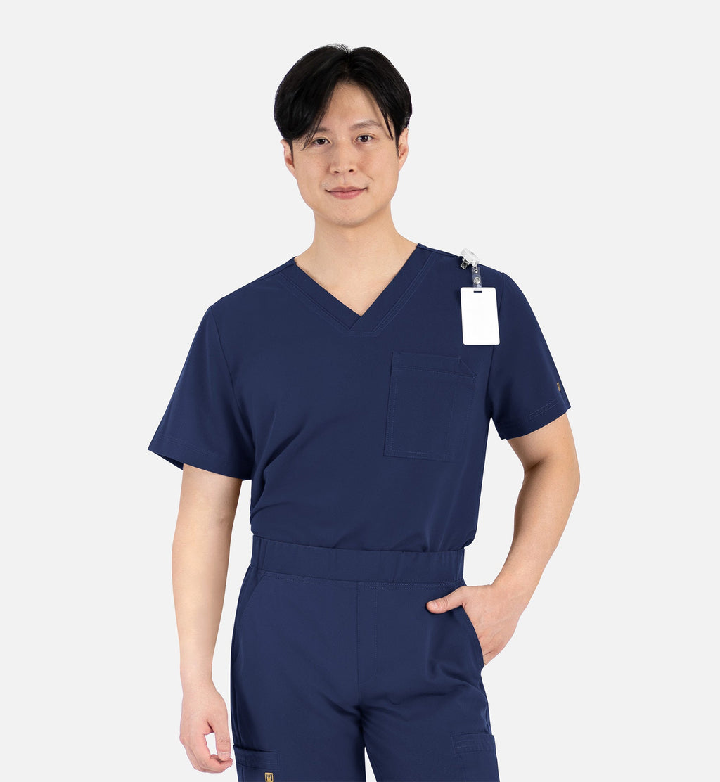 Matrix Pro Men's 5901 Men's Contrast Piping Tuckable V-Neck Top Navy