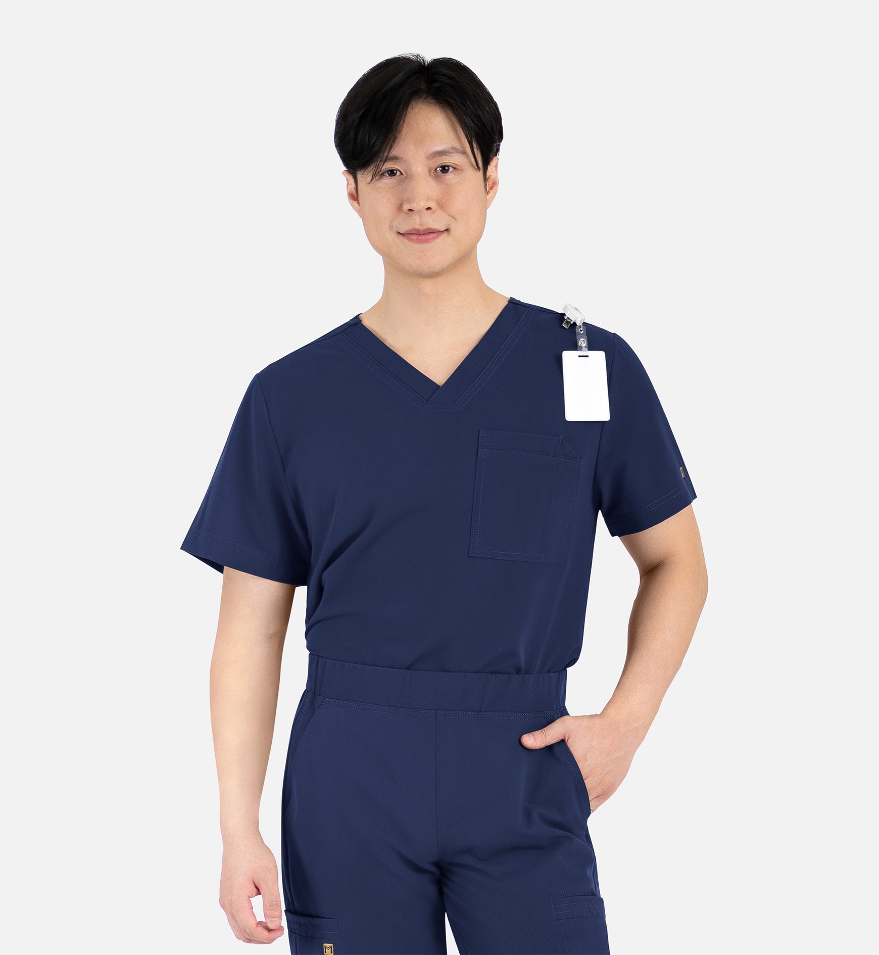 Matrix Pro Men's 5901 Men's Contrast Piping Tuckable V-Neck Top Navy