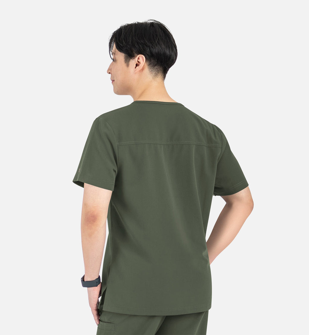 Matrix Pro Men's 5901 Men's Contrast Piping Tuckable V-Neck Top Olive