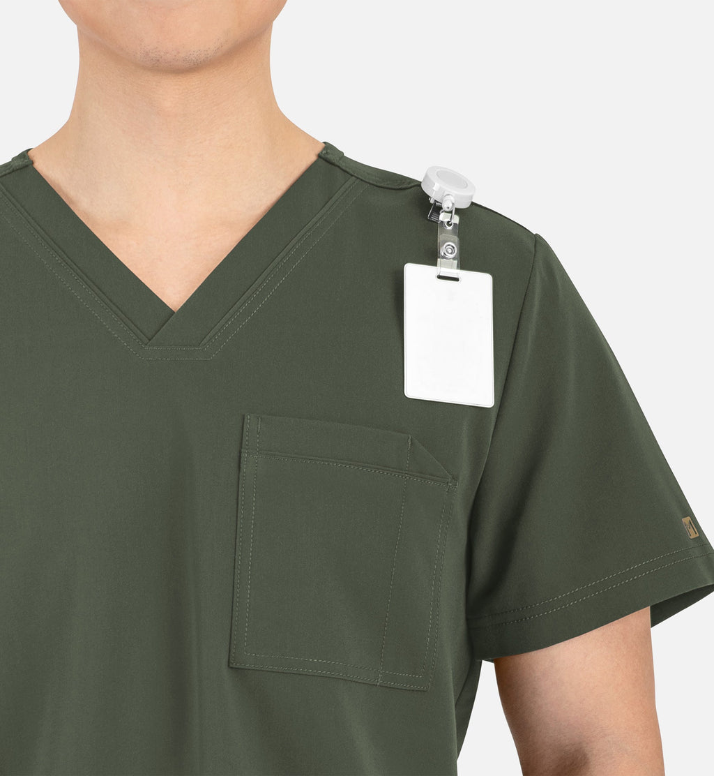 Matrix Pro Men's 5901 Men's Contrast Piping Tuckable V-Neck Top Olive