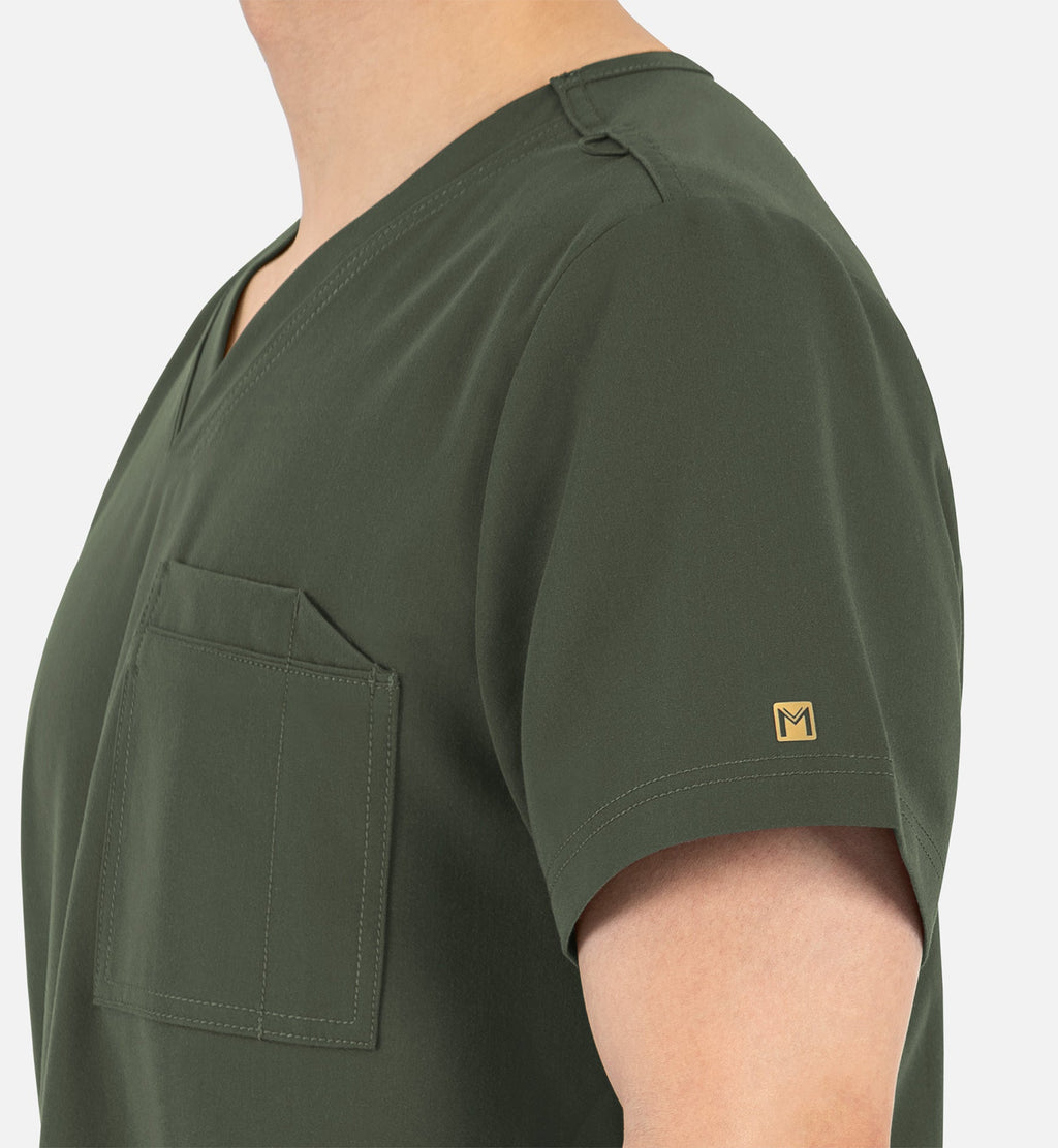 Matrix Pro Men's 5901 Men's Contrast Piping Tuckable V-Neck Top Olive