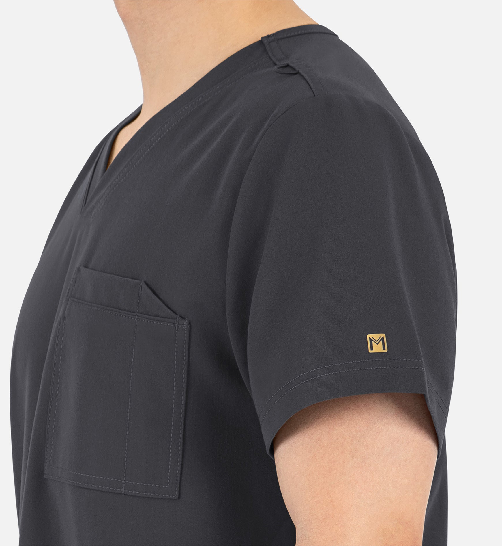 Matrix Pro Men's 5901 Men's Contrast Piping Tuckable V-Neck Top Pewter