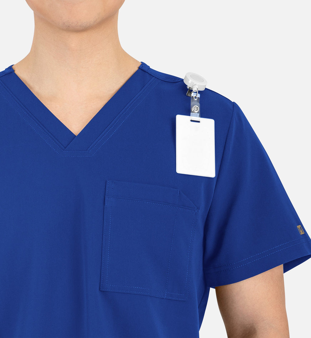 Matrix Pro Men's 5901 Men's Contrast Piping Tuckable V-Neck Top Royal Blue