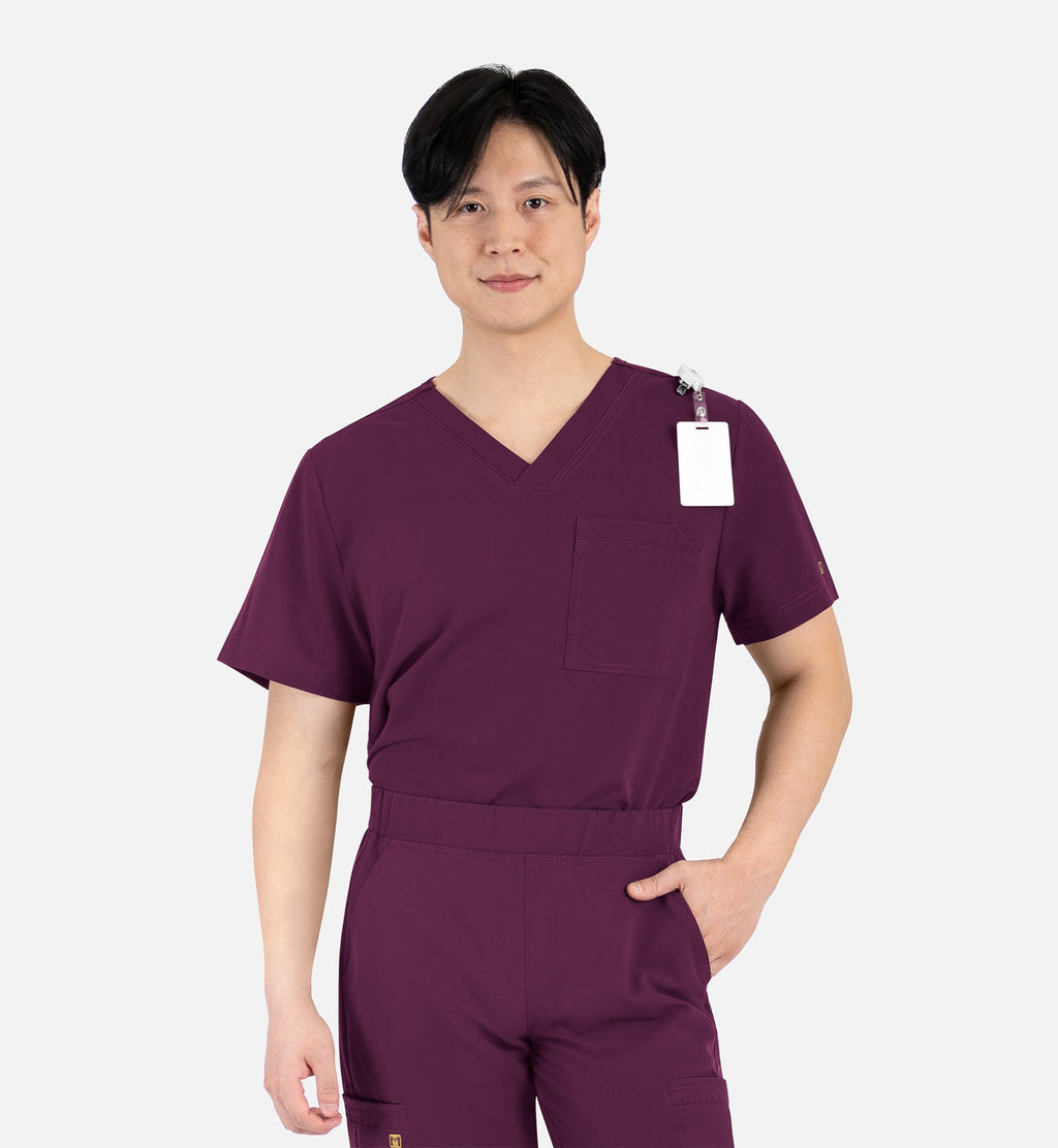 Matrix Pro Men's 5901 Men's Contrast Piping Tuckable V-Neck Top Wine
