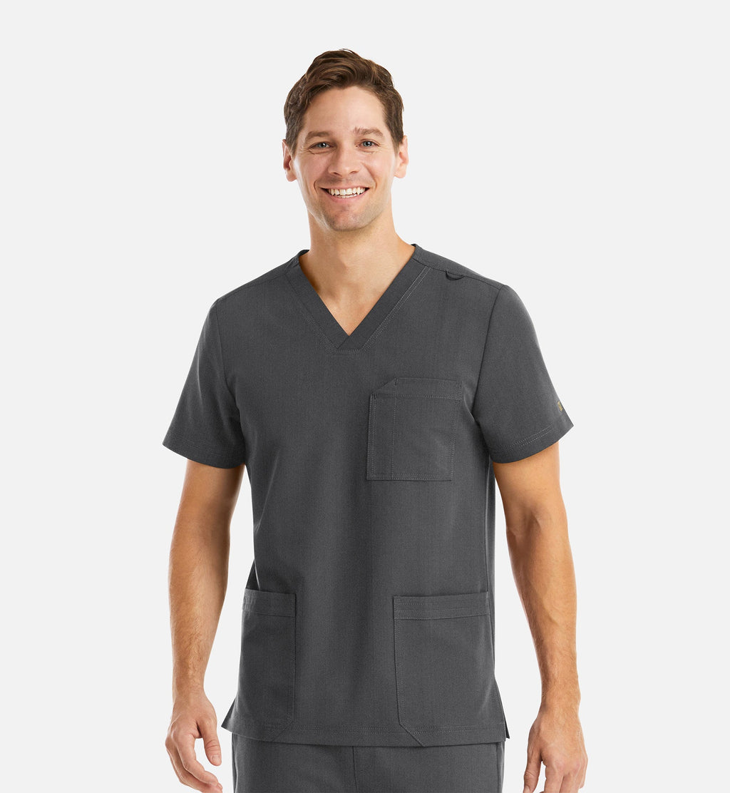 Matrix Pro Men's 5902 Men's 3 Pocket V-Neck Top Heather Grey