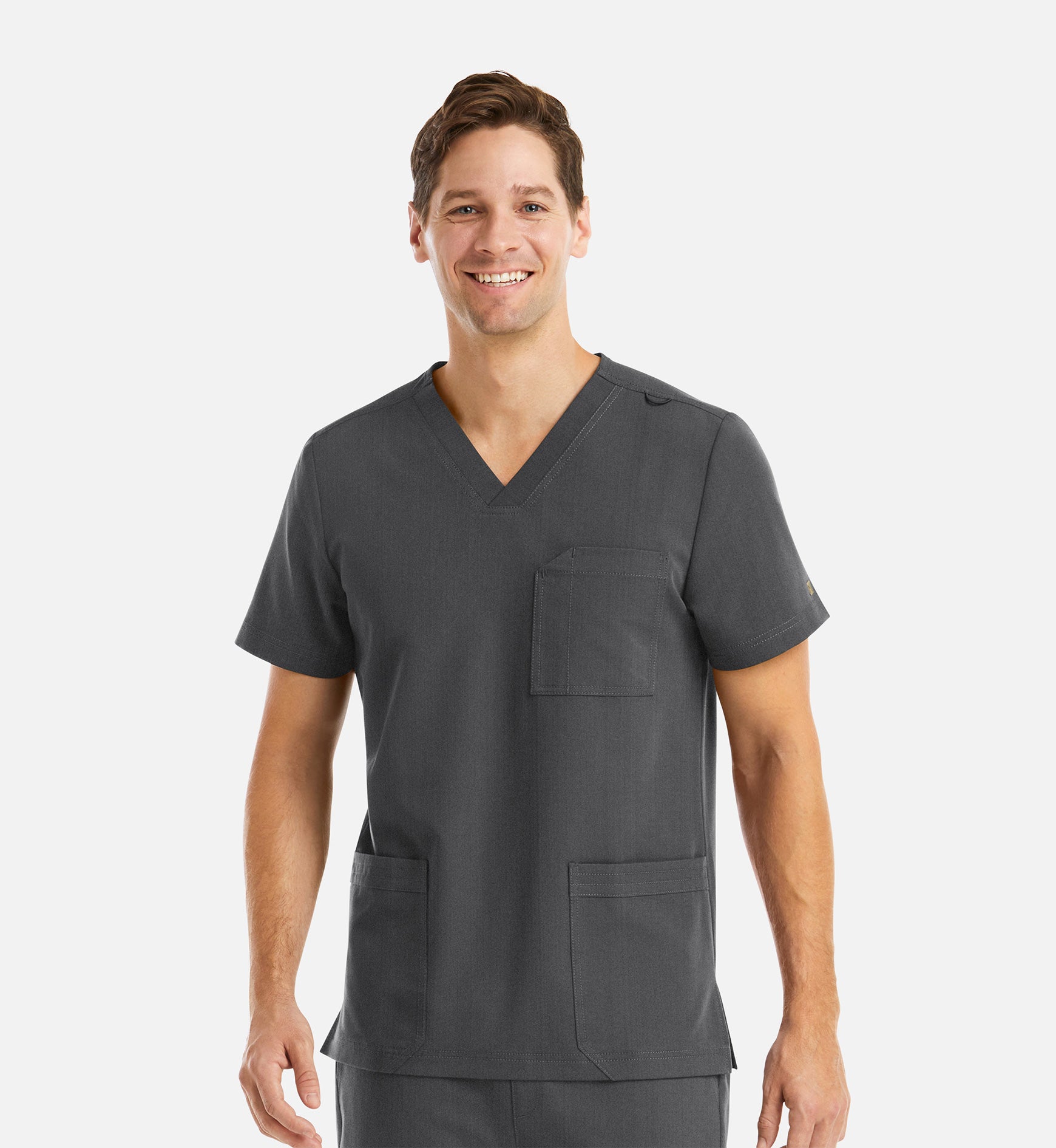 Matrix Pro Men's 5902 Men's 3 Pocket V-Neck Top Heather Grey