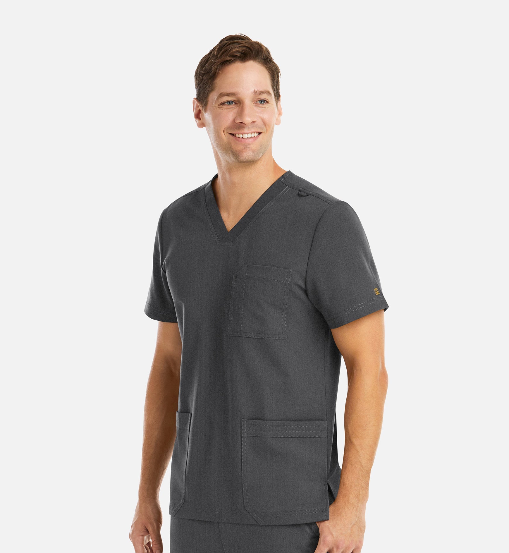 Matrix Pro Men's 5902 Men's 3 Pocket V-Neck Top Heather Grey