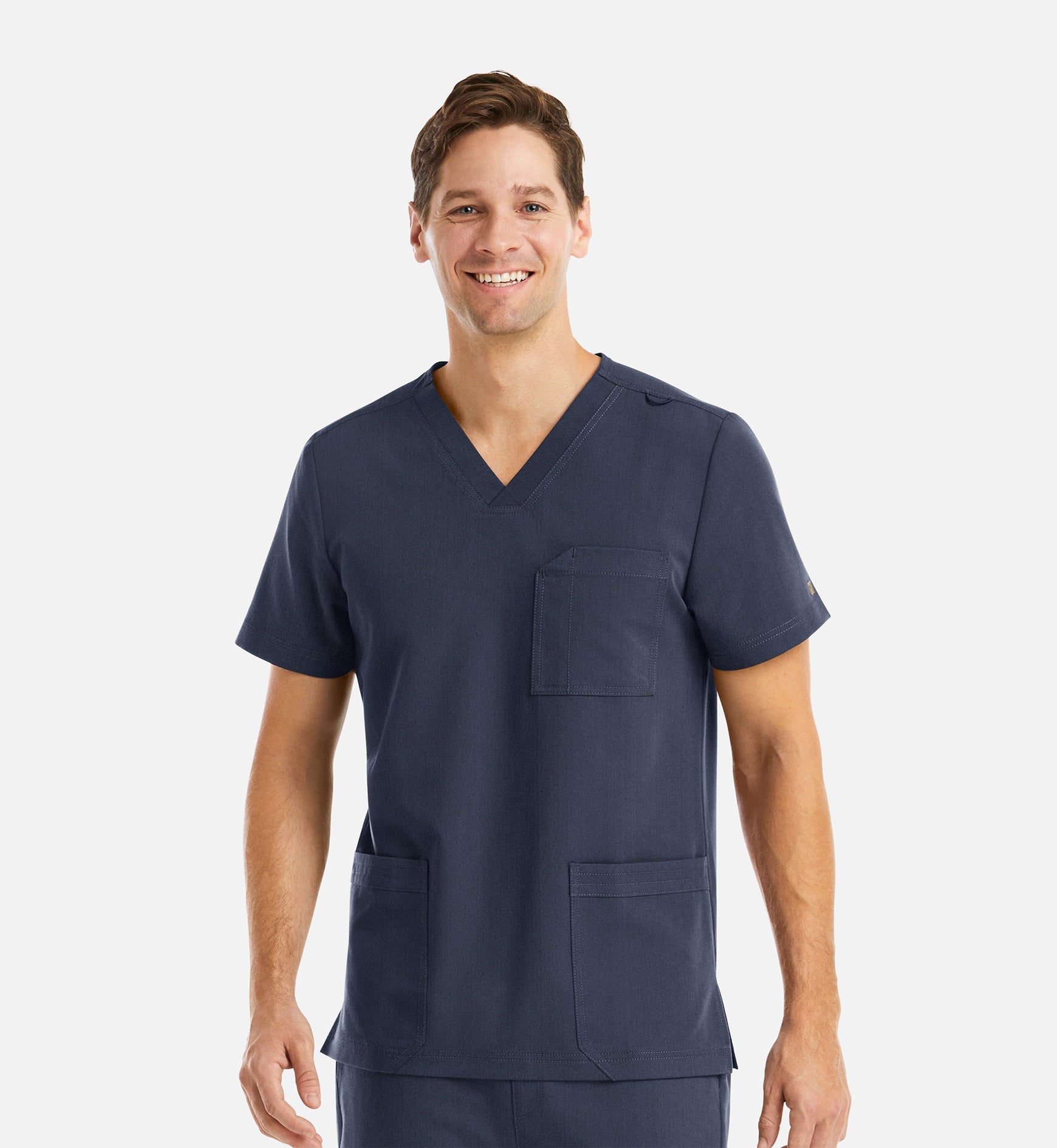 Matrix Pro Men's 5902 Men's 3 Pocket V-Neck Top Heather Navy