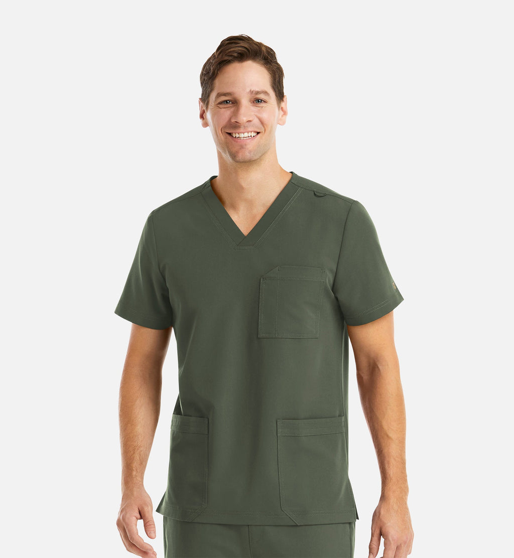 Matrix Pro Men's 5902 Men's 3 Pocket V-Neck Top Olive