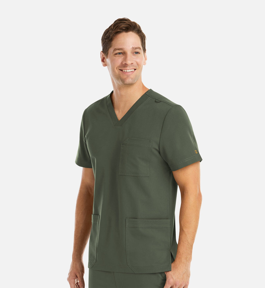 Matrix Pro Men's 5902 Men's 3 Pocket V-Neck Top Olive
