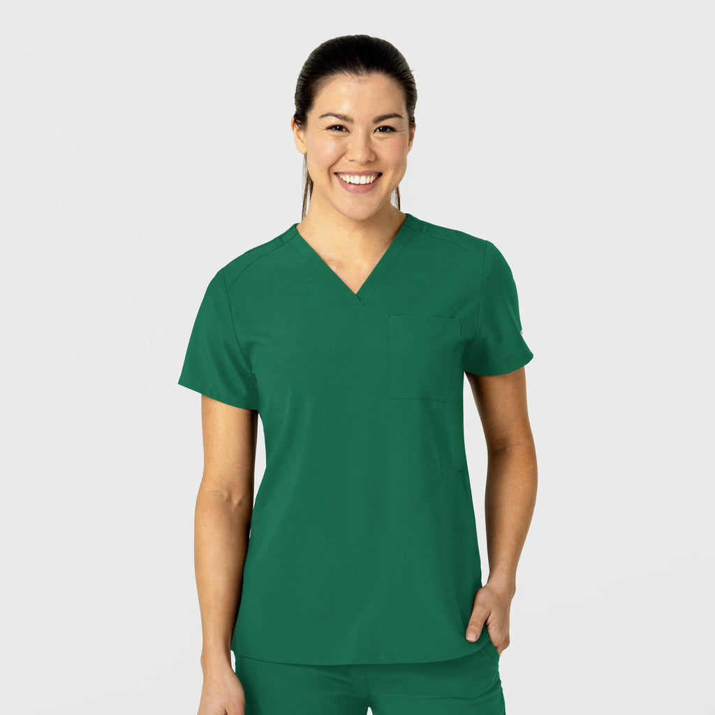 W123 6045 Flex-n-Reach V-Neck Scrub Top Hunter