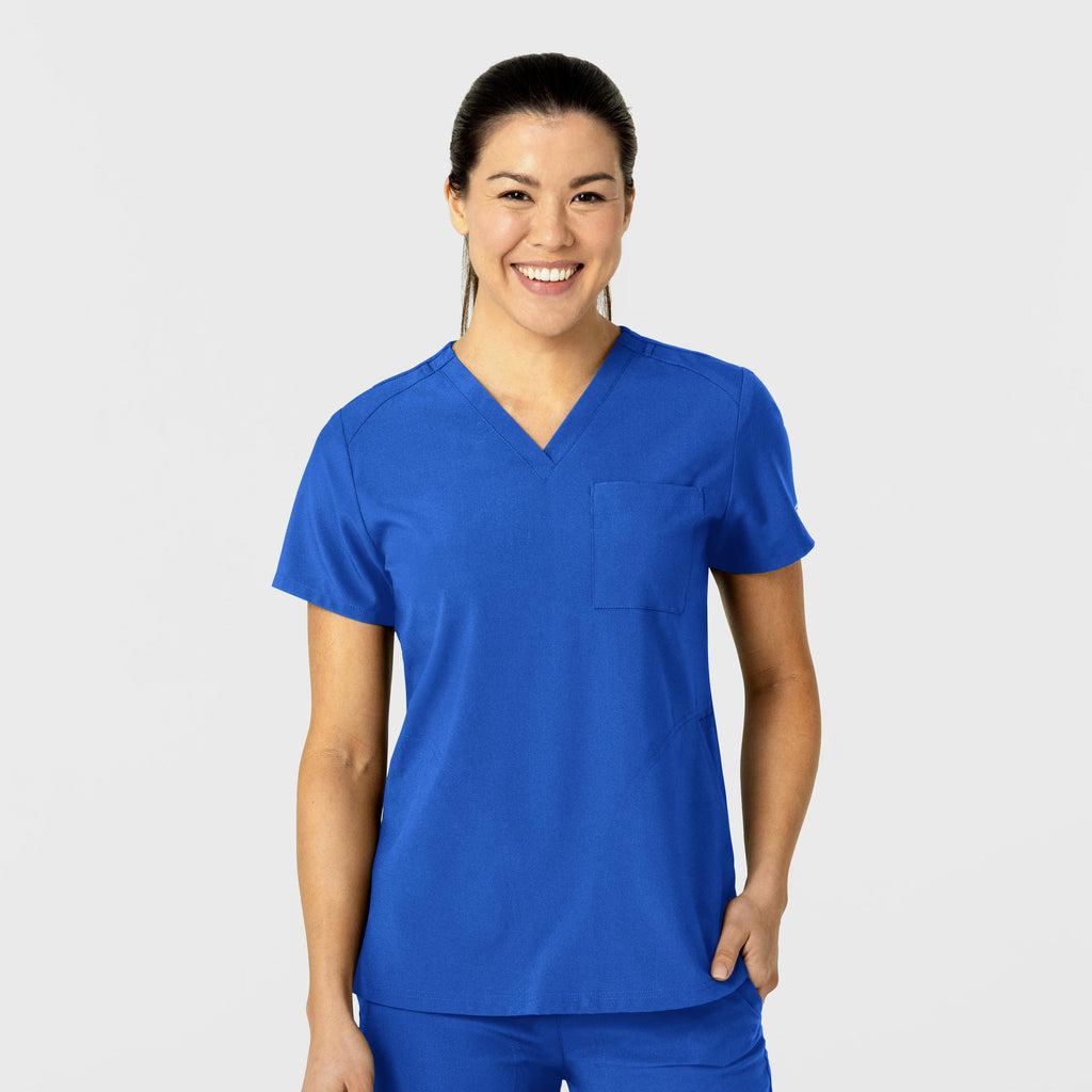 W123 6045 Flex-n-Reach V-Neck Scrub Top Royal
