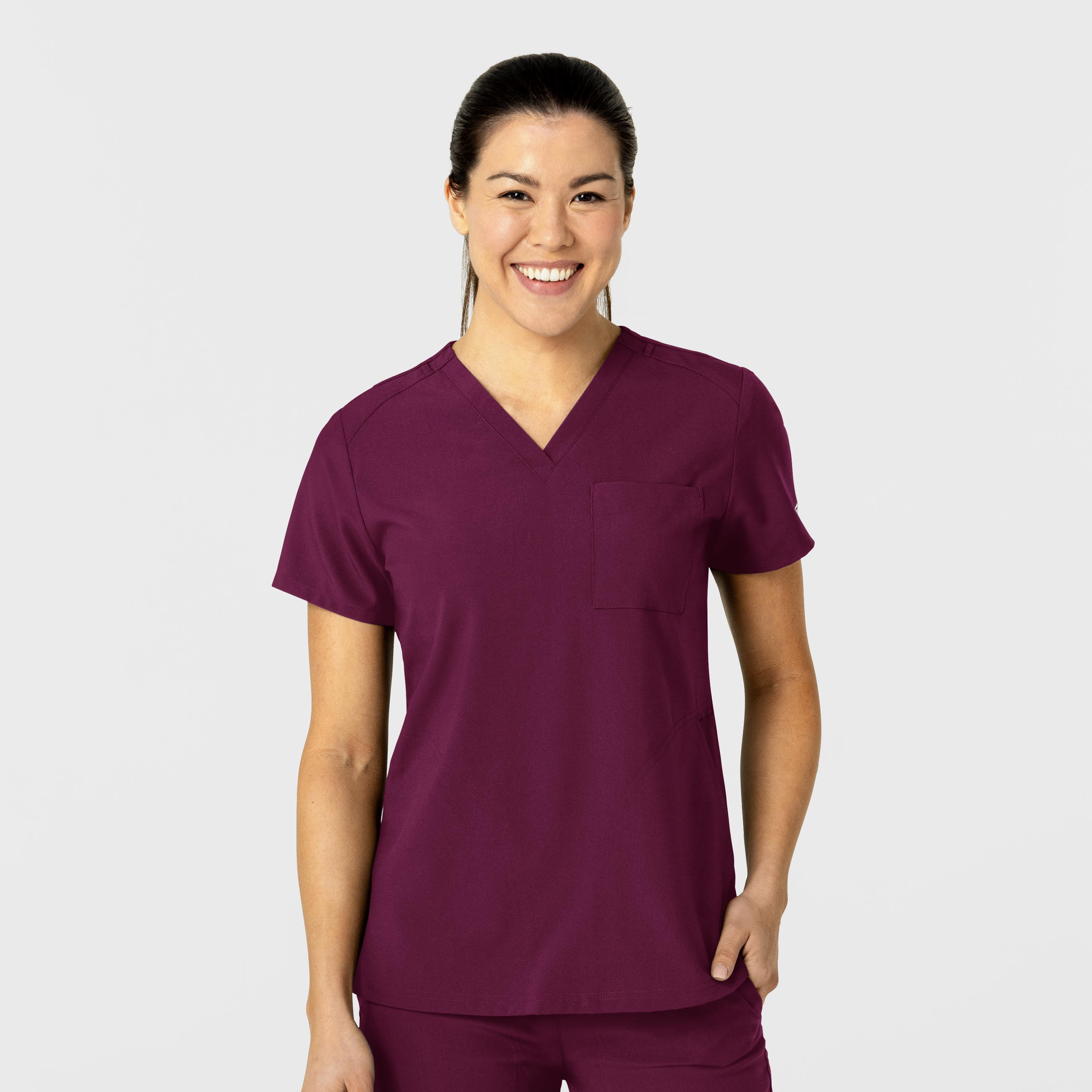 W123 6045 Flex-n-Reach V-Neck Scrub Top Wine