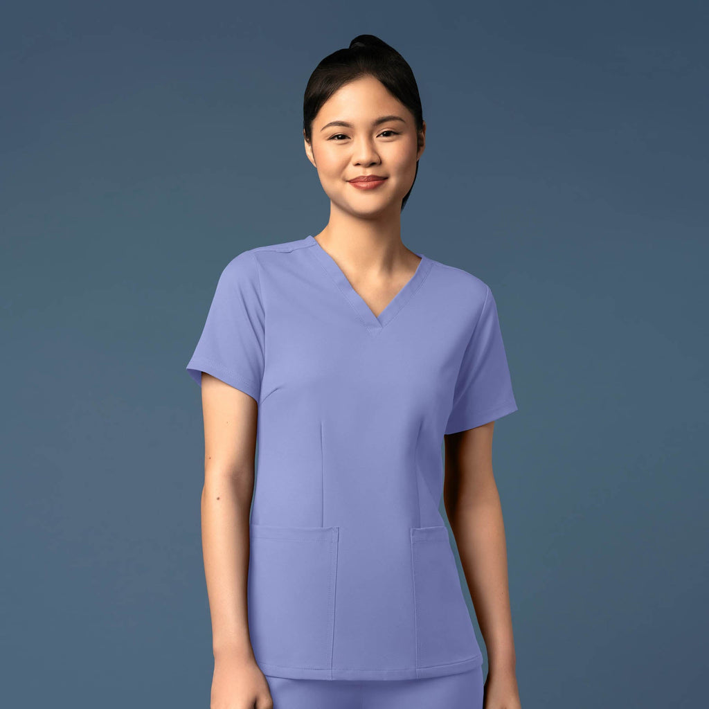 Thrive 6122 Fitted 3-Pocket V-Neck Scrub Top Ceil Blue