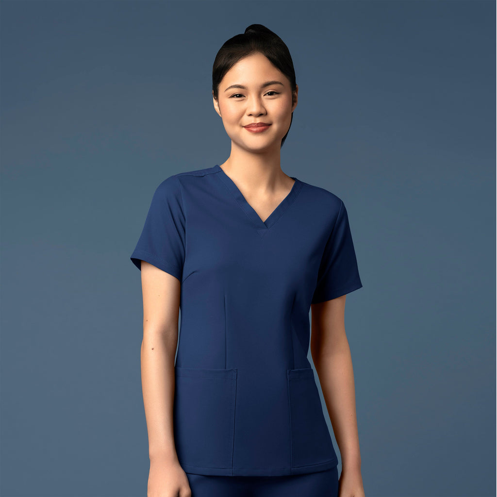 Thrive 6122 Fitted 3-Pocket V-Neck Scrub Top Navy