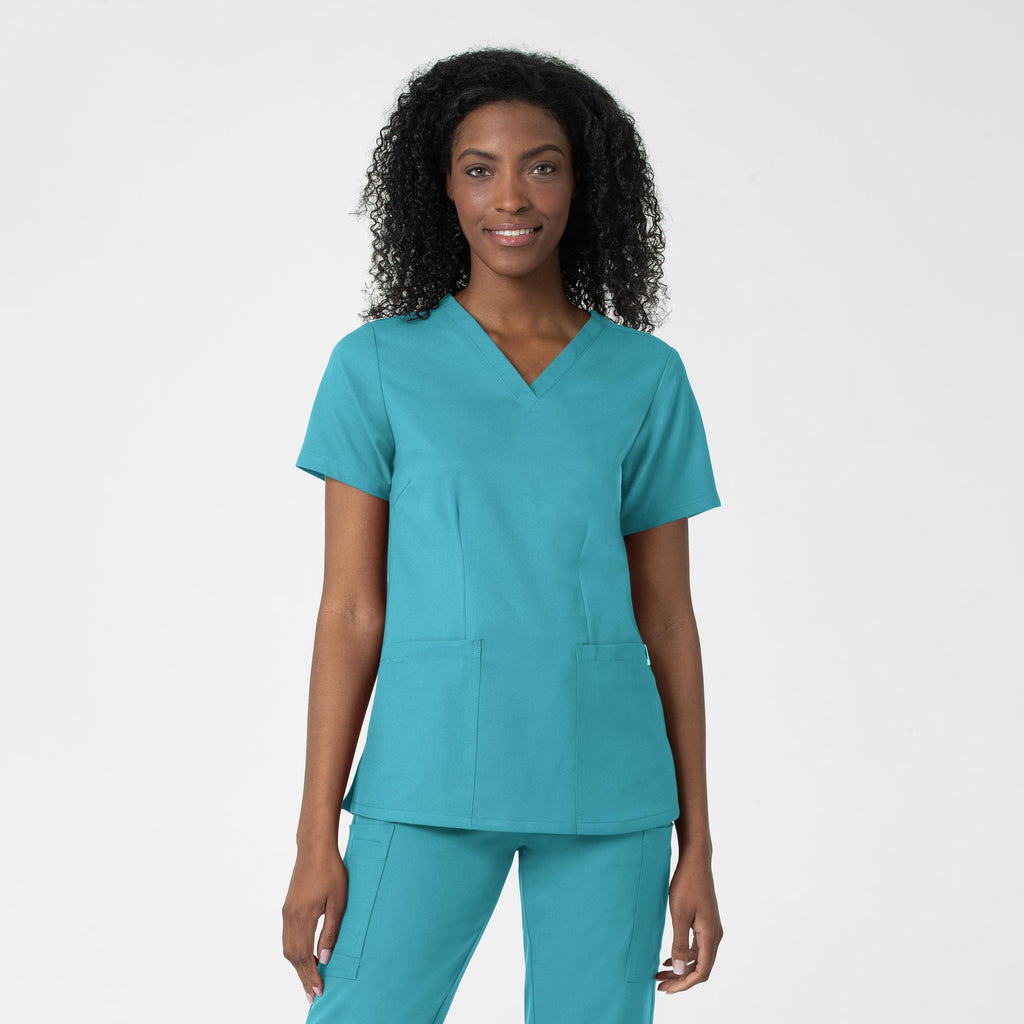 Thrive 6122 Fitted 3-Pocket V-Neck Scrub Top Teal Blue
