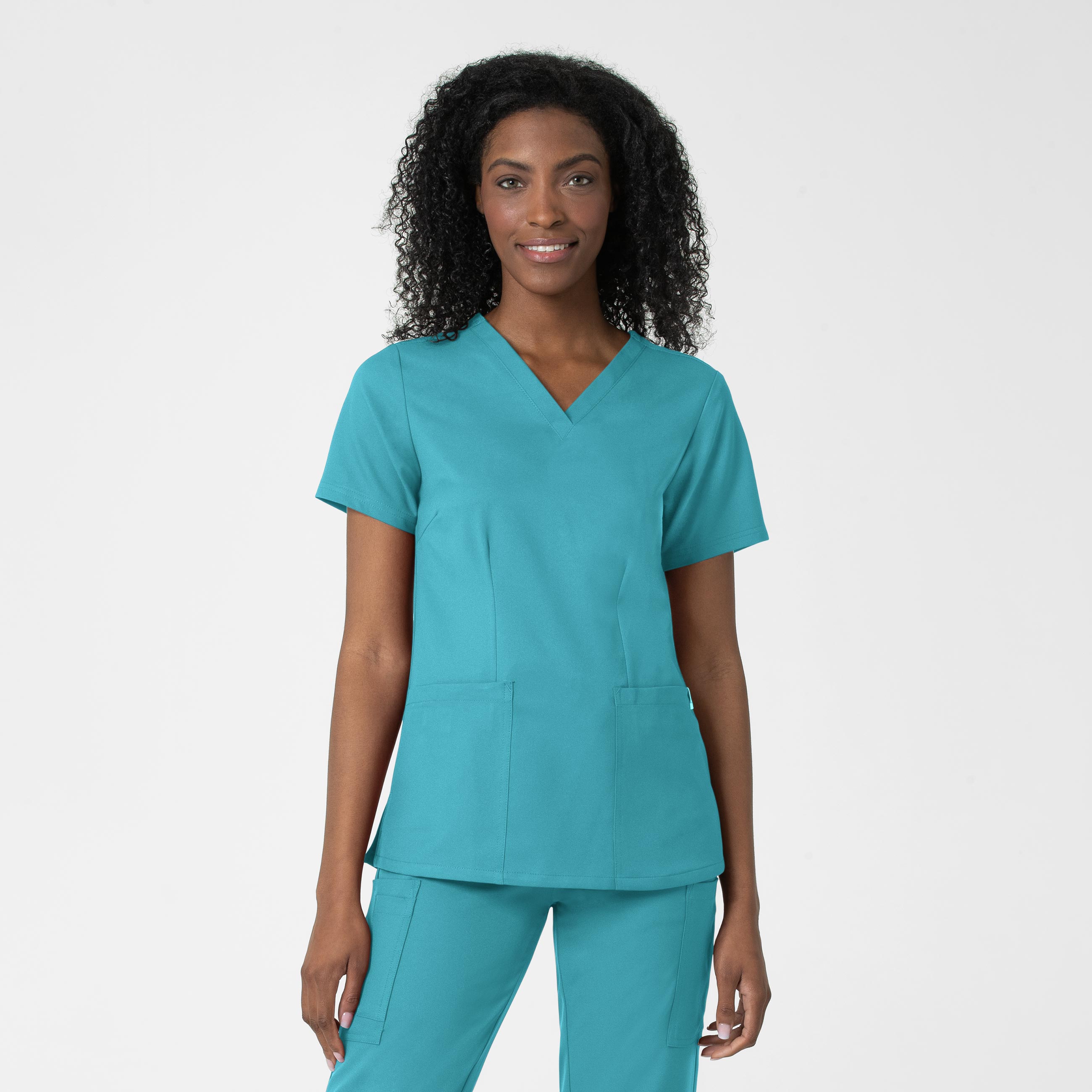 Thrive 6122 Fitted 3-Pocket V-Neck Scrub Top Teal Blue