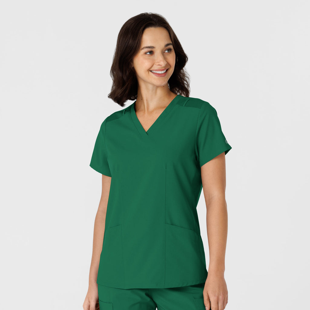 W123 6145 Flex-n-Reach Side Panel V-Neck Scrub Top Hunter